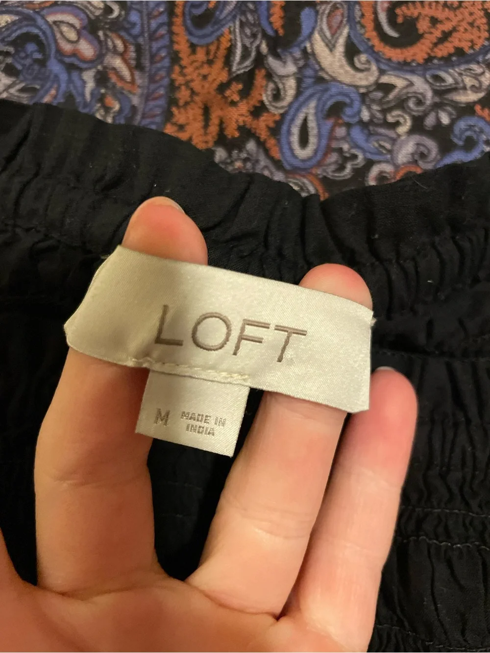 LOFT Black Smocked Peplum Puff Sleeve Blouse